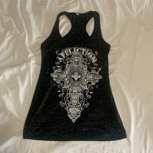 Affliction biker rhinestone tank top